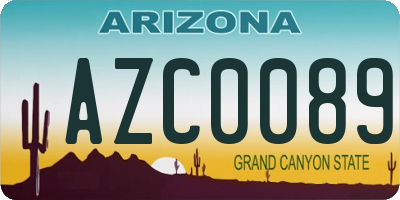 AZ license plate AZC0089