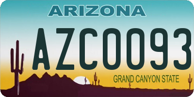 AZ license plate AZC0093