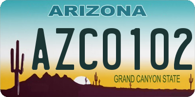 AZ license plate AZC0102