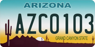 AZ license plate AZC0103