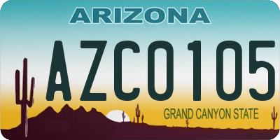 AZ license plate AZC0105