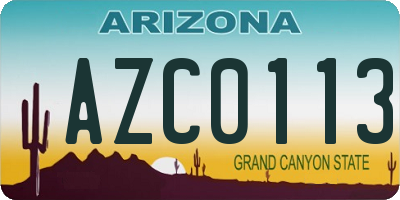 AZ license plate AZC0113