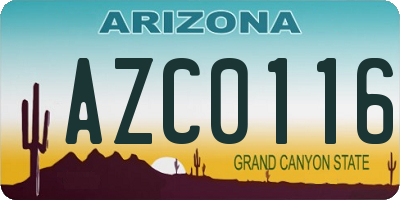 AZ license plate AZC0116