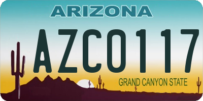 AZ license plate AZC0117