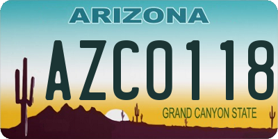 AZ license plate AZC0118