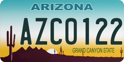 AZ license plate AZC0122