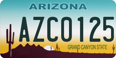 AZ license plate AZC0125