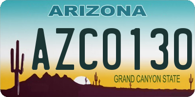AZ license plate AZC0130