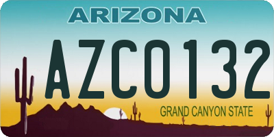 AZ license plate AZC0132