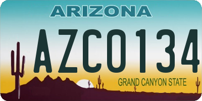 AZ license plate AZC0134