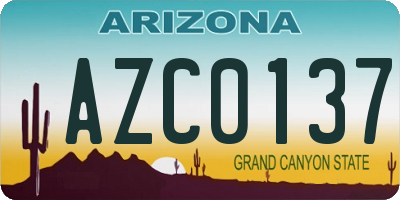 AZ license plate AZC0137