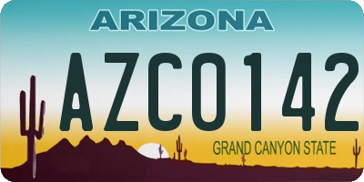 AZ license plate AZC0142