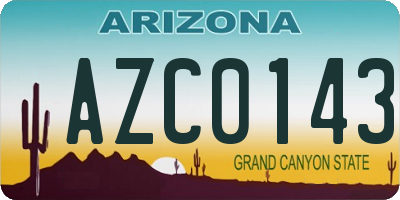 AZ license plate AZC0143