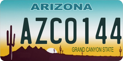 AZ license plate AZC0144