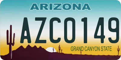 AZ license plate AZC0149