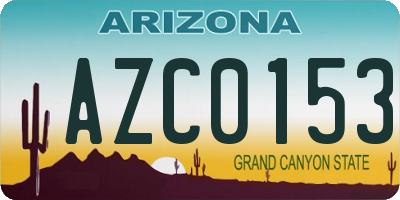 AZ license plate AZC0153