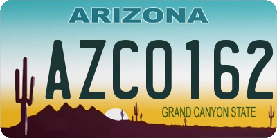AZ license plate AZC0162
