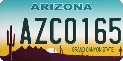 AZ license plate AZC0165