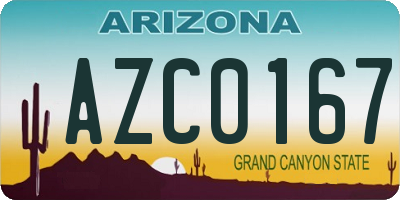 AZ license plate AZC0167