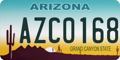 AZ license plate AZC0168