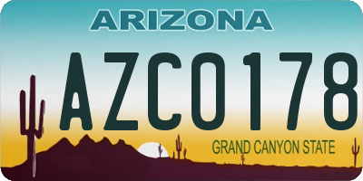 AZ license plate AZC0178