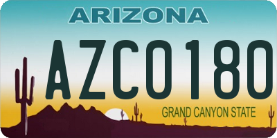 AZ license plate AZC0180