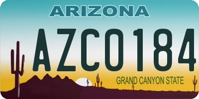 AZ license plate AZC0184