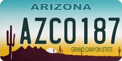 AZ license plate AZC0187