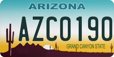 AZ license plate AZC0190