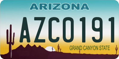 AZ license plate AZC0191