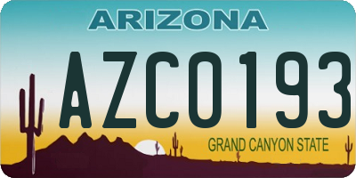 AZ license plate AZC0193
