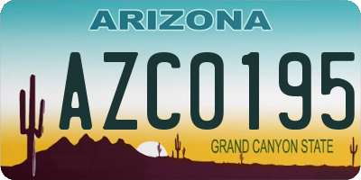 AZ license plate AZC0195