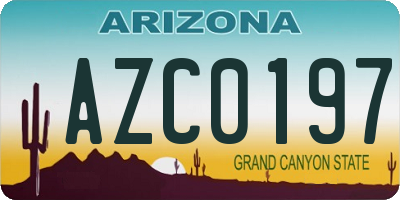 AZ license plate AZC0197