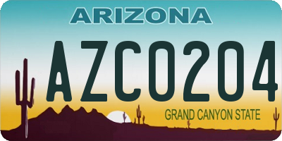 AZ license plate AZC0204