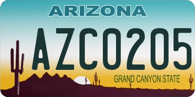 AZ license plate AZC0205