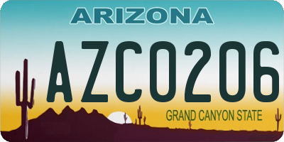AZ license plate AZC0206