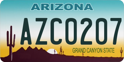 AZ license plate AZC0207