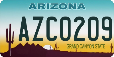 AZ license plate AZC0209