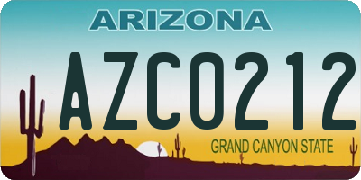 AZ license plate AZC0212