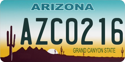 AZ license plate AZC0216