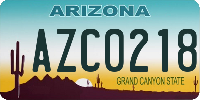 AZ license plate AZC0218