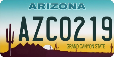AZ license plate AZC0219