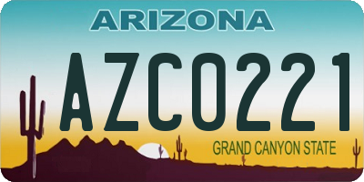 AZ license plate AZC0221