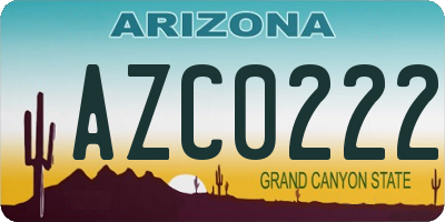 AZ license plate AZC0222