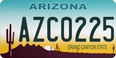 AZ license plate AZC0225