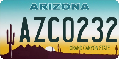 AZ license plate AZC0232