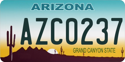 AZ license plate AZC0237