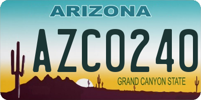 AZ license plate AZC0240
