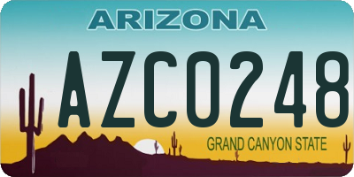 AZ license plate AZC0248