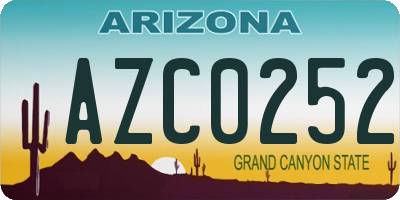 AZ license plate AZC0252